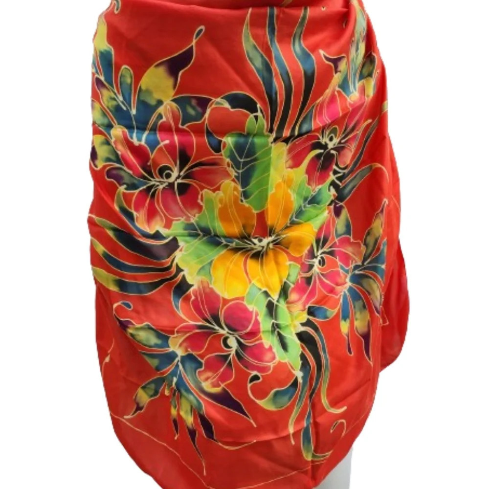Vintage Signed Floral Abstract Scarf